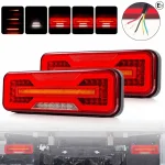 Универсални LED Стопове 12V 24V с Бягащ Мигач, Стоп, Габарит и Заден Ход E9 Сертифицирани Комплект от 2 броя
