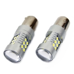 Комплект от 2 броя LED Диодни Крушки за Mигач Стоп Габарит Халоген CANBUS 3030 24SMD 1156 BA15S P21W 12V-24V Бяла Светлина в Блистер Amio