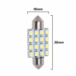 LED Лед Диодни Крушки, 16 SMD 5050 , 31мм, 36мм, 39мм, 41мм, 12V, Бяла Светлина