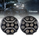 LED + DRL Диоден Халоген Фар Бял Оранжев Габарит Ø 230 мм 12V 24V за джип камион трактор багер земеделски машини и др.