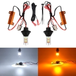Комплект от 2броя LED диодни DRL дневни светлини с вграден мигач 12V  8W S25/1156/BA15S/P21W Can Bus без Грешки
