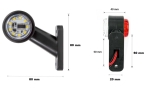 Комплект от 2 броя 12- 24V LED ЛЕД къси мини странични габаритни светлини тип рогче въртящи се с ротация за камион ремарке платформа каравана и др. бяло-червен 80 X 60 mm