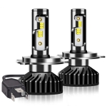 Комплект от 2бр Умалени Мини Лед Led Диодни Крушки H4 Х4 12V 50W 12000lm Mono LED +300% За Фарове Can Bus без грешки къси/дълги