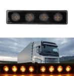 1бр преден габарит LED сенник маркер за Скания Scania - 180mm x 45 mm с букса Бяло стъкло Оранжева светлина