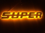 Светодиоден LED ЛЕД Надпис табела SUPER 24V оранжева светлина 40 x 7cm