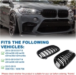 Двойни Бъбреци Решетки За БМВ BMW X5 X6 F15 F85 F16 F86 2014+ Черен Гланц Лак