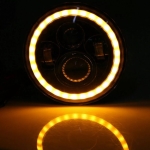 Универсален 7" инча 18см ЛЕД LED фар лампа халоген 12V-24V къси/дълги с DRL дневни светлини мигач бяло-жълто 6500lm за АТВ джип мотоциклет камион трактор и др.