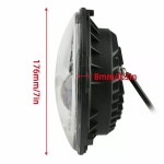 Универсален 7" инча 18см ЛЕД LED фар лампа халоген 12V-24V къси/дълги с DRL дневни светлини мигач бяло-жълто 4800lm за АТВ джип мотоциклет камион трактор и др.