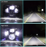 Комплект от 2бр. универсален 45W ЛЕД LED фар лампа халоген 12V-24V къси/дълги 20 x 14cm за АТВ джип мотоциклет камион трактор и др.