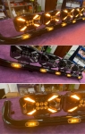 Универсален LED ЛЕД 140W диоден фар халоген лампа 12V - 24V с DRL/parking светлина бяло-жълто за АТВ джип камион трактор земеделски и селскостопански машини 247 x 141 x 83 mm