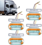 Лед LED Диоден Маркер Габарит Индикатор 12V Бягаща Оранжева светлина - Бял За Камион Бус Ван Ремарке Каравана Платформа