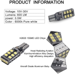 Комплект LED T10 Крушки за Задна Светлина - 6000K Бяла Светлина, 600LM (2 броя)