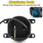 Комплект 2 броя LED фарове за мъгла Dacia, Renault, Ford, Citroen, Suzuki, бяла светлина, Ø91 мм, 12V, алуминиев корпус, H8/H11 букса