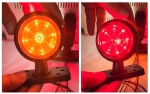 Комплект 2 бр. LED габарити маркери тип рогче 12V-24V, оранжево-червено - за ремаркета, платформи, камиони и др.