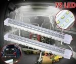 LED Лампа бяла светлина 72 LED, 12V/24V, 6500K, 33 см – Алуминиев корпус, с кабел и букса за свързване