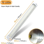 LED Лампа бяла светлина 72 LED, 12V/24V, 6500K, 33 см – Алуминиев корпус, с кабел и букса за свързване