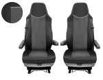 Комплект 1+1 тапицерия от еко кожа за MAN TGX 2015-2020 - сиво-черно