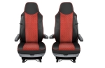 Комплект 1+1 тапицерия от еко кожа за MAN TGX 2015-2020 - червено-черно