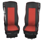 Комплект 1+1 тапицерия от еко кожа за DAF XF 106 2015-2021 - червено-черно