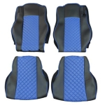 Комплект 1+1 тапицерия от еко кожа за MERCEDES ACTROS MP4 EURO 6 2015-2021 - синьо-черно