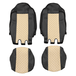 Комплект 1+1 тапицерия от еко кожа за IVECO STRALIS S-WAY 2021 - бежово-черно