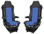 Комплект 1+1 тапицерия от еко кожа за IVECO STRALIS S-WAY 2021 - синьо-черно