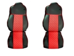 Комплект 1+1 тапицерия от еко кожа за IVECO STRALIS S-WAY 2021 - червено-черно