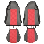 Комплект 1+1 тапицерия от еко кожа за IVECO STRALIS S-WAY 2021 - червено-черно