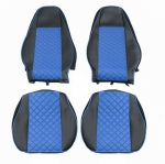 Комплект 1+1 тапицерия от еко кожа за VOLVO FH EURO 6 2016-2020 - синьо-черно