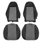 Комплект 1+1 тапицерия от еко кожа за VOLVO FH EURO 6 2016-2020 - сиво-черно