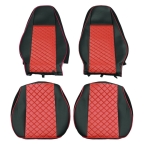 Комплект 1+1 тапицерия от еко кожа за VOLVO FH EURO 6 2016-2020 - червено-черно