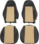 Комплект 1+1 тапицерия от еко кожа за VOLVO FH12 EURO 5 2006- 2015 - бежово-черно