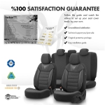 Комплект Луксозна Тапицерия OTOM текстил с еко кожа TORO Design – Черна със сив шев, за Предни и Задни Седалки