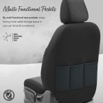 Комплект Луксозна Тапицерия OTOM текстил с еко кожа LINE Design – Черна с черен шев, за Предни и Задни Седалки