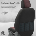 Комплект Луксозна Тапицерия OTOM текстил с еко кожа LINE Design – Черна с червен шев, за Предни и Задни Седалки