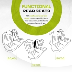 Комплект Луксозна Тапицерия OTOM текстил с еко кожа GTI SPORTS Design – Черна със зелен шев, за Предни и Задни Седалки