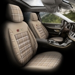 Комплект Луксозна Тапицерия OTOM текстил с еко кожа TORO Design – Бежова с бежов шев, за Предни и Задни Седалки