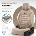 Комплект Луксозна Тапицерия OTOM текстил с еко кожа TORO Design – Бежова с бежов шев, за Предни и Задни Седалки