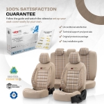 Комплект Луксозна Тапицерия OTOM текстил с еко кожа TORO Design – Бежова с бежов шев, за Предни и Задни Седалки
