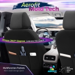 Комплект Луксозна Тапицерия OTOM текстил с еко кожа CARBON Design – Черна с червен шев, за Предни и Задни Седалки