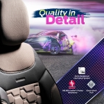 Комплект Луксозна Тапицерия OTOM текстил с еко кожа CARBON Design – Бежово-Черна с бежов шев, за Предни и Задни Седалки