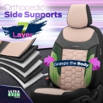 Комплект Луксозна Тапицерия OTOM текстил с еко кожа CARBON Design – Бежово-Черна с бежов шев, за Предни и Задни Седалки