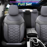 Комплект Луксозна Тапицерия OTOM текстил с еко кожа CARBON Design – Сива със сив шев, за Предни и Задни Седалки