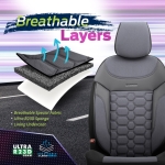 Комплект Луксозна Тапицерия OTOM текстил с еко кожа CARBON Design – Сива със сив шев, за Предни и Задни Седалки