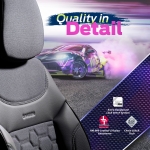 Комплект Луксозна Тапицерия OTOM текстил с еко кожа CARBON Design – Сива със сив шев, за Предни и Задни Седалки