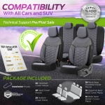 Комплект Луксозна Тапицерия OTOM текстил с еко кожа CARBON Design – Сива със сив шев, за Предни и Задни Седалки