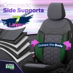 Комплект Луксозна Тапицерия OTOM текстил с еко кожа CARBON Design – Сива със сив шев, за Предни и Задни Седалки