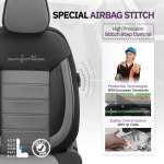 Комплект Луксозна Тапицерия OTOM текстил с еко кожа COMFORT LINE Design – Сиво-Черна със сив шев, за Предни и Задни Седалки