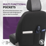 Комплект Луксозна Тапицерия OTOM текстил с еко кожа COMFORT LINE Design – Сиво-Черна със сив шев, за Предни и Задни Седалки