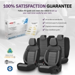 Комплект Луксозна Тапицерия OTOM текстил с еко кожа COMFORT LINE Design – Сиво-Черна със сив шев, за Предни и Задни Седалки